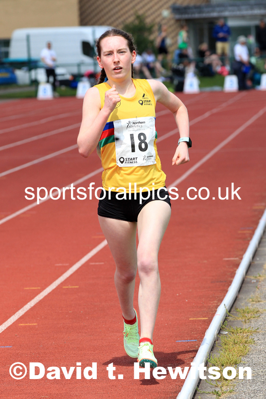Womens Under-17s 3000 metres, 2022 Northern Inter Counties U17s and U15s Track and Field, York, Thursday, June 2nd. Photo: David T. Hewitson/Sports for All Pics